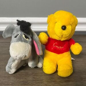 Vintage Sears Disney Winnie the Pooh & Eeyore Plush Stuffed Animals Kids Toy